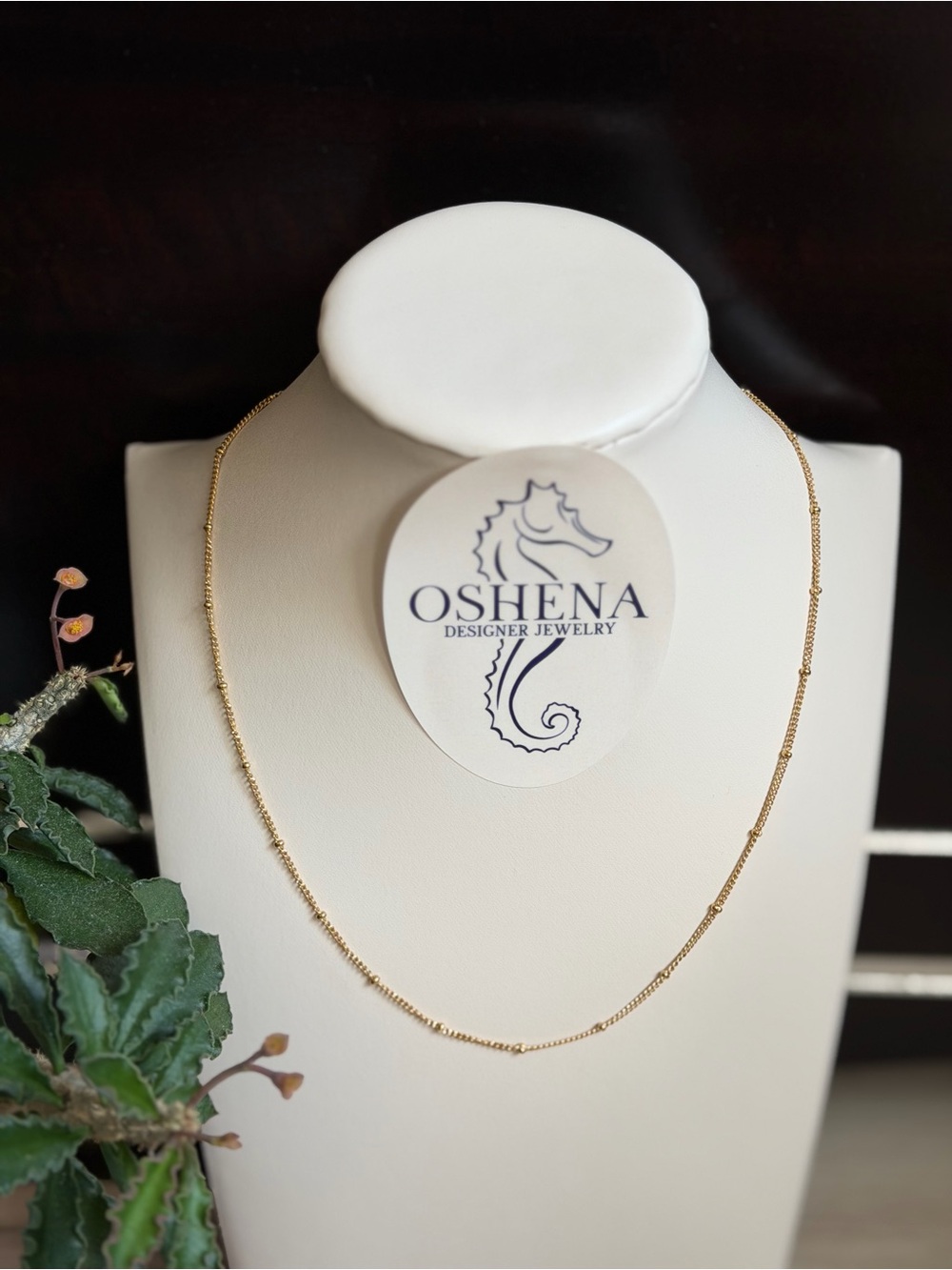 Oshena Satellite Chain Necklace: Minimalist Gold Beaded Chain Necklace